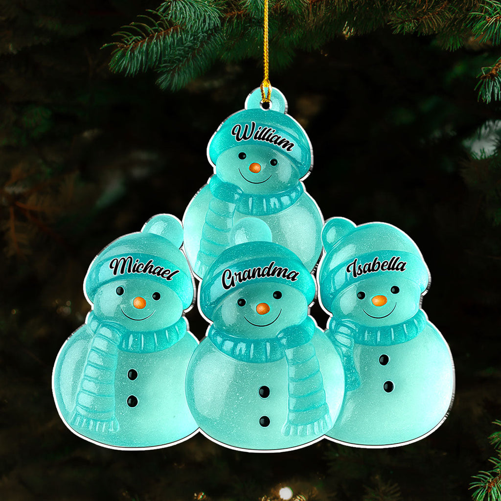 Custom Family Ornament, Christmas Gift for Family Members •  Snowman Grandma And Snowman Kids - Personalized Acrylic Ornament