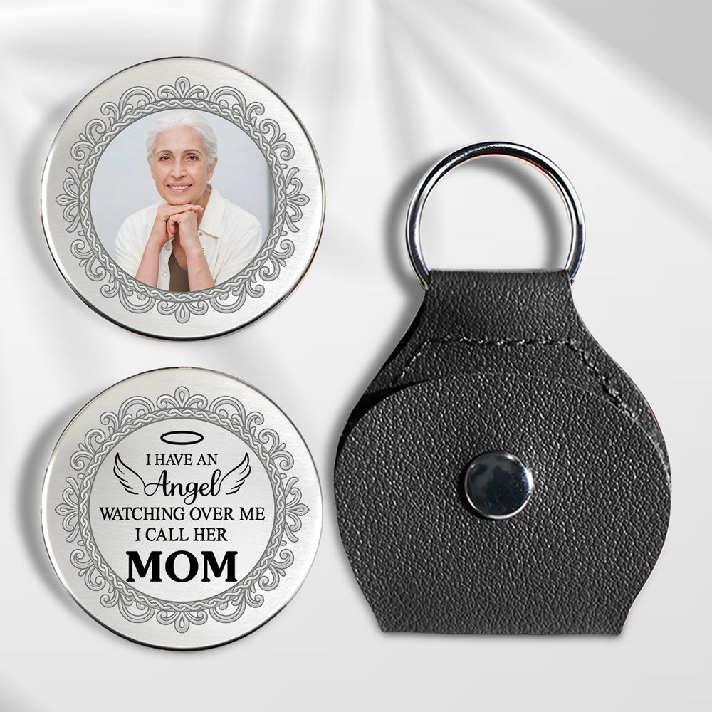 Custom Photo Memorial Coin Keychain, Sympathy Keepsake • I Have An Angel - Personalized Pocket Hug