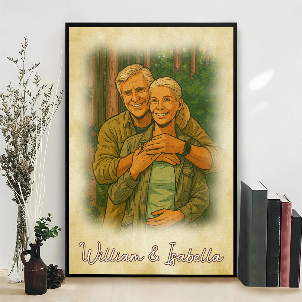 Couple Photo Retro Style - Personalized Poster