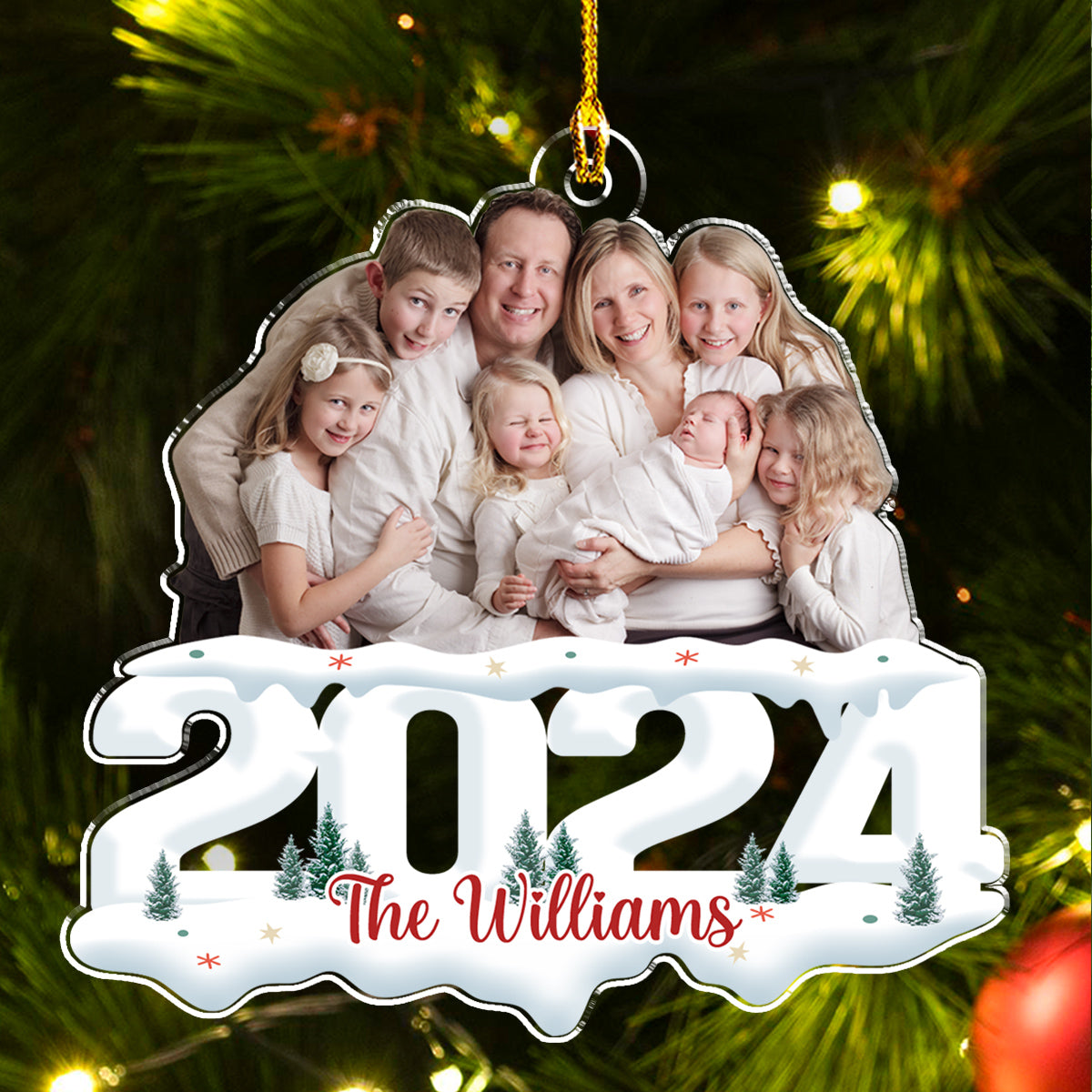 Custom Photo Family Ornament, Christmas Gift for Family Members • Photo Joy Of Christmas 2024 - Personalized Acrylic Ornament