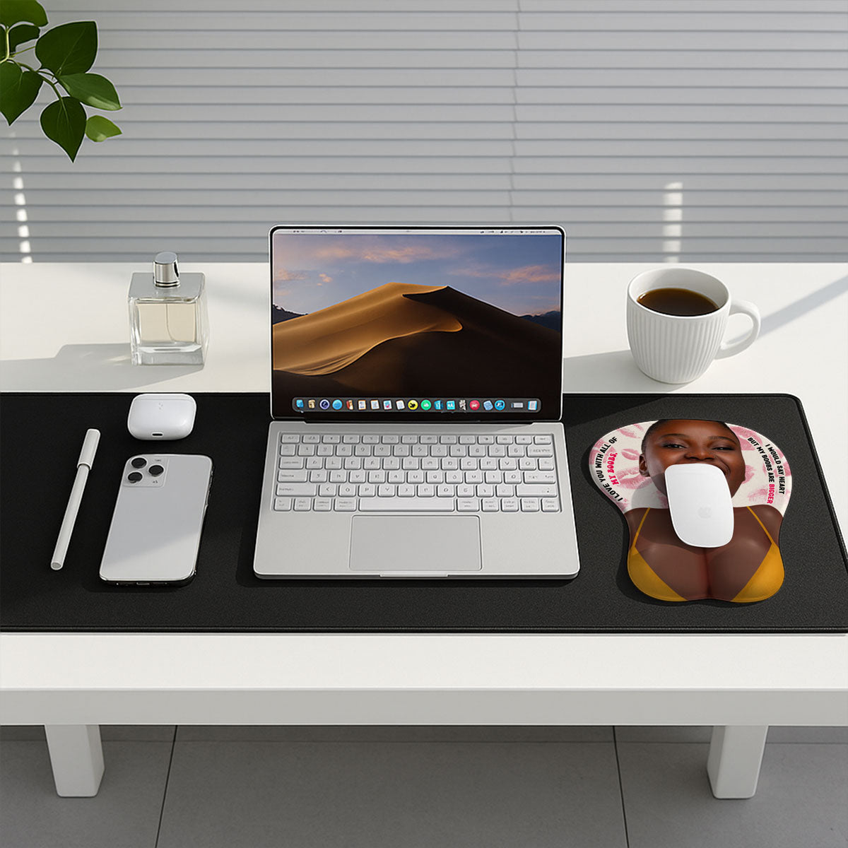 Love You With All Of My Heart Face - Personalized 3D Mouse Pad