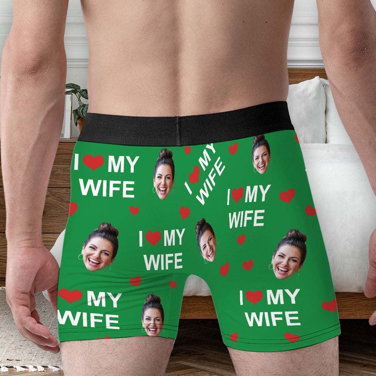 I Love My Wife - Personalized Photo Men's Boxer Briefs