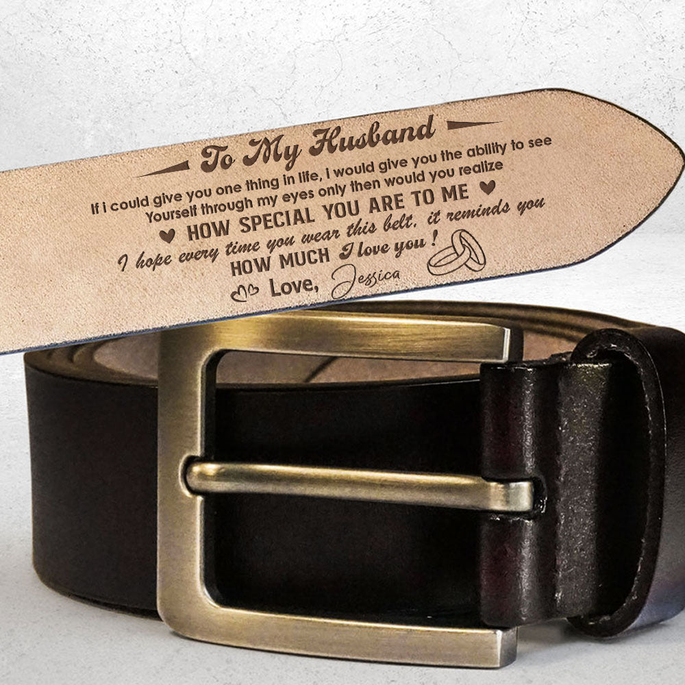 How Much I Love You - Personalized Engraved Leather Belt