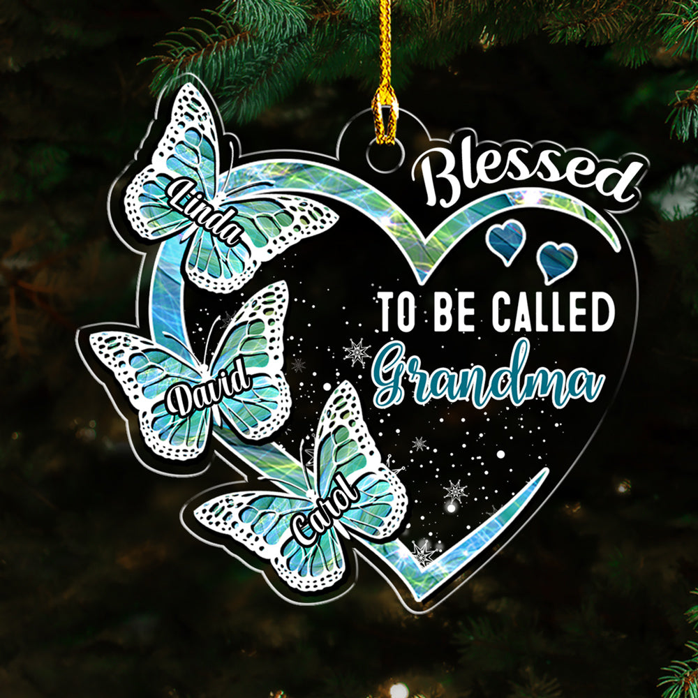 Custom Family Ornament, Christmas Gift for Family Members •  Blessed Mimi - Personalized Acrylic Ornament