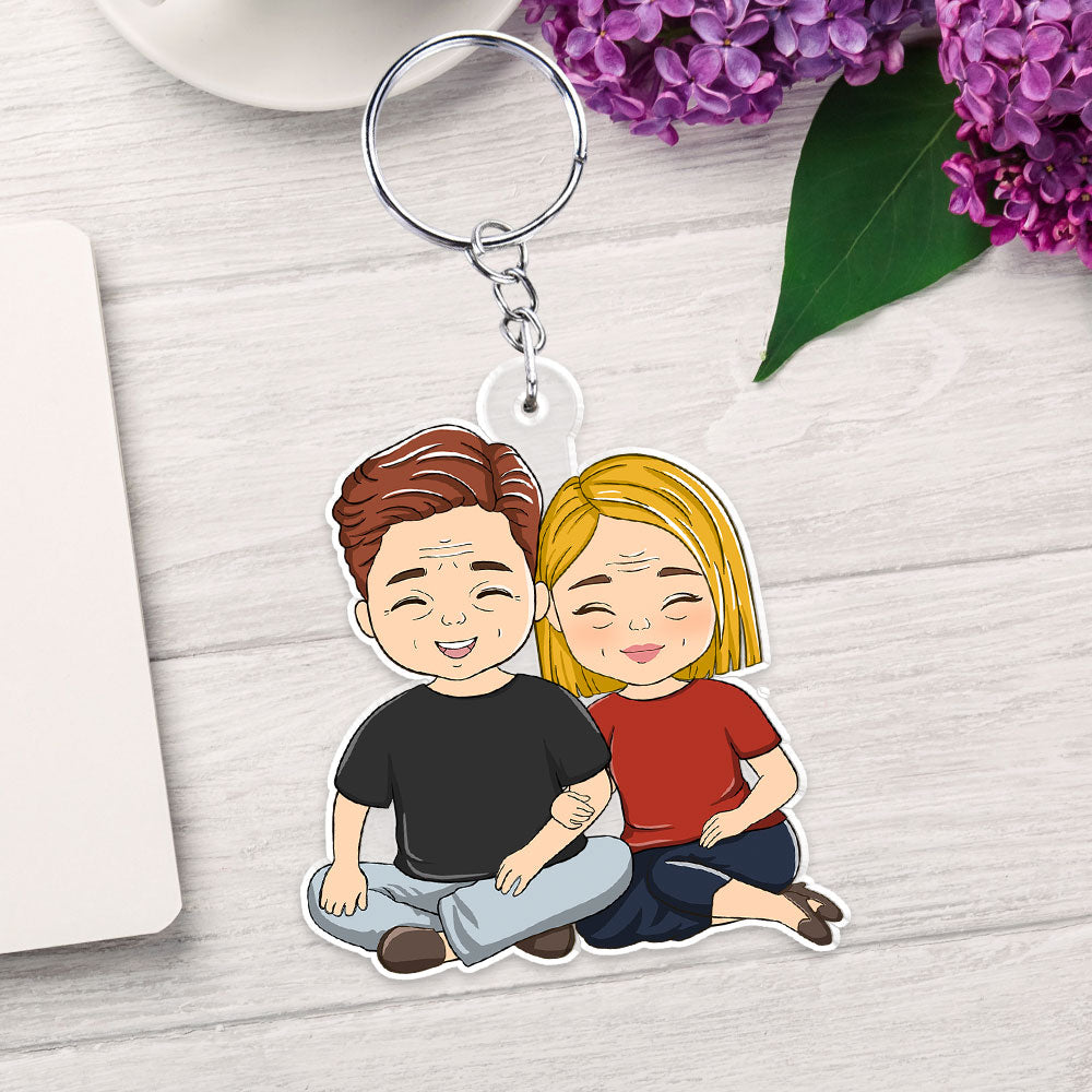 Cartoon Couple - Personalized Acrylic Keychain