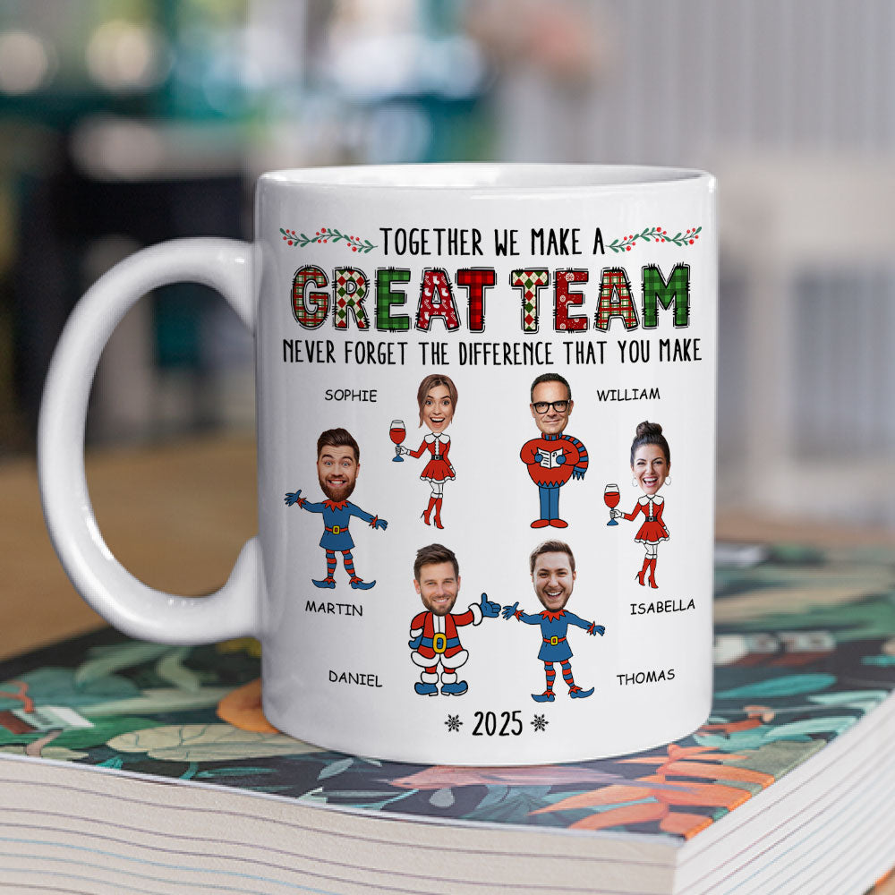 Custom Photo Coworker, Christmas & Birthday Team Appreciation Gift • Santa Dream Team - Personalized Coffee Mug