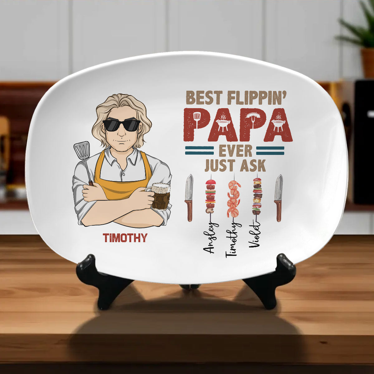 Best Flipping Dad Ever Just Ask - Personalized Platter