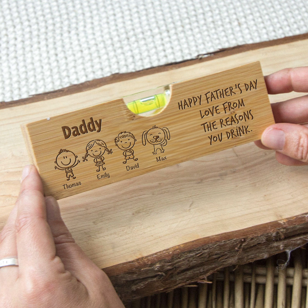 From The Reasons Your Drink - Personalized Engraved Wooden Spirit Level Bottle Opener