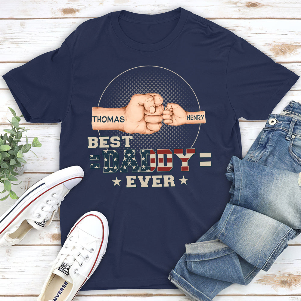 Custom Christmas & Birthday Gift for Dad, Grandpa • Fist Bump Best Dad Ever - Personalized Shirt