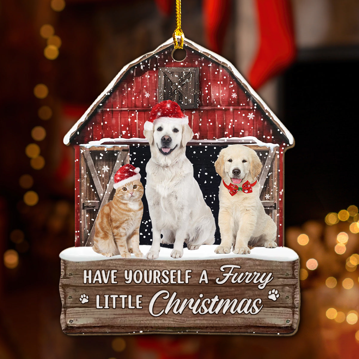 Custom Photo Keepsake Christmas Ornament • Pet House Christmas - Personalized Wood Ornament