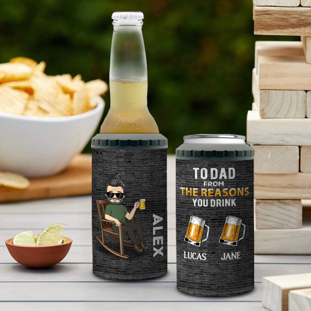 Custom Christmas Birthday Gifts For Dad • To Dad From The Reason You Drink - Personalized Can Cooler Tumbler