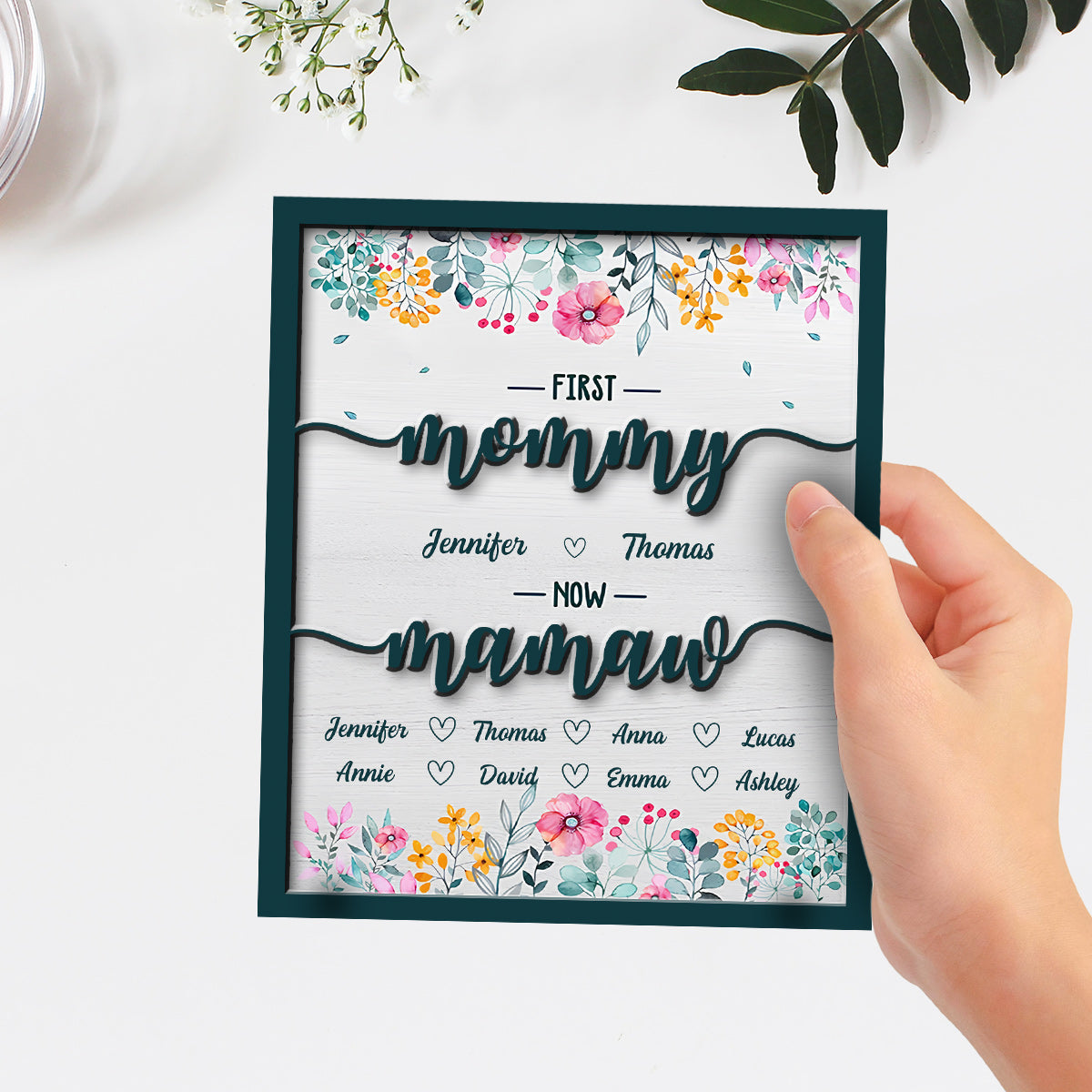 Custom Mother's Day Decor, Gift for Mom & Grandma • First Mom Now Great Grandma - Personalized Wooden Plaque