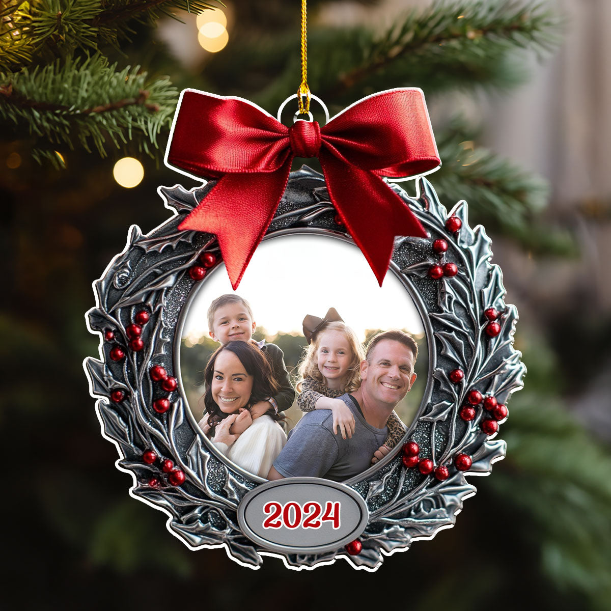 Custom Photo Family Ornament, Christmas Gift for Family Members • Our Family Christmas Photo Frame - Personalized Acrylic Ornament