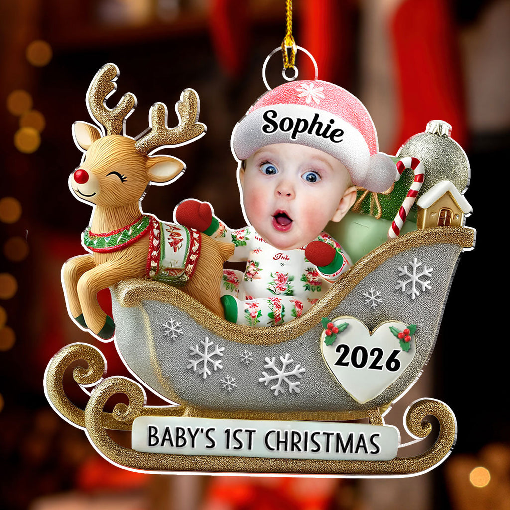 Custom Photo Family First Christmas Ornament • Magical First Christmas - Personalized Acrylic Ornament