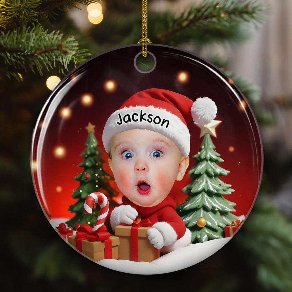 Custom Photo Baby Christmas Ornament for New Parents • Christmas Baby - Personalized Ceramic Ornament