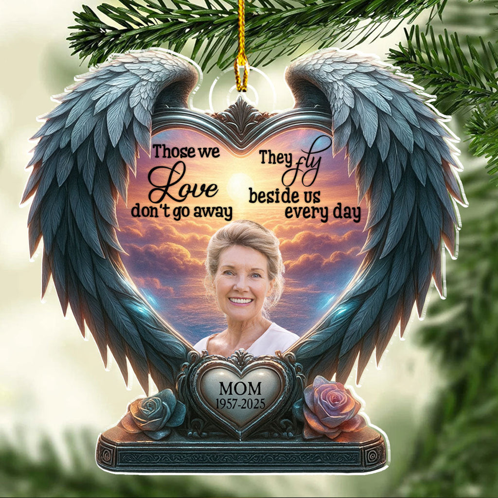 Custom Photo Memorial Christmas Ornament, Sympathy Keepsake • Beside Us Everyday - Personalized Acrylic Ornament