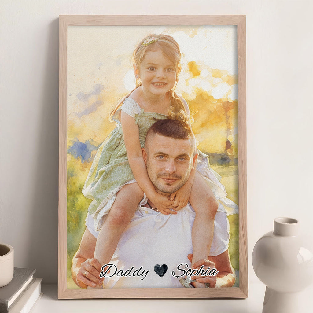 Dad and Daughter Portrait - Personalized Poster