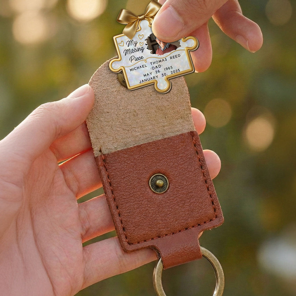 Custom Photo Memorial Coin Keychain, Sympathy Keepsake • A Piece Of Our Hearts - Personalized Wooden Pocket Hug