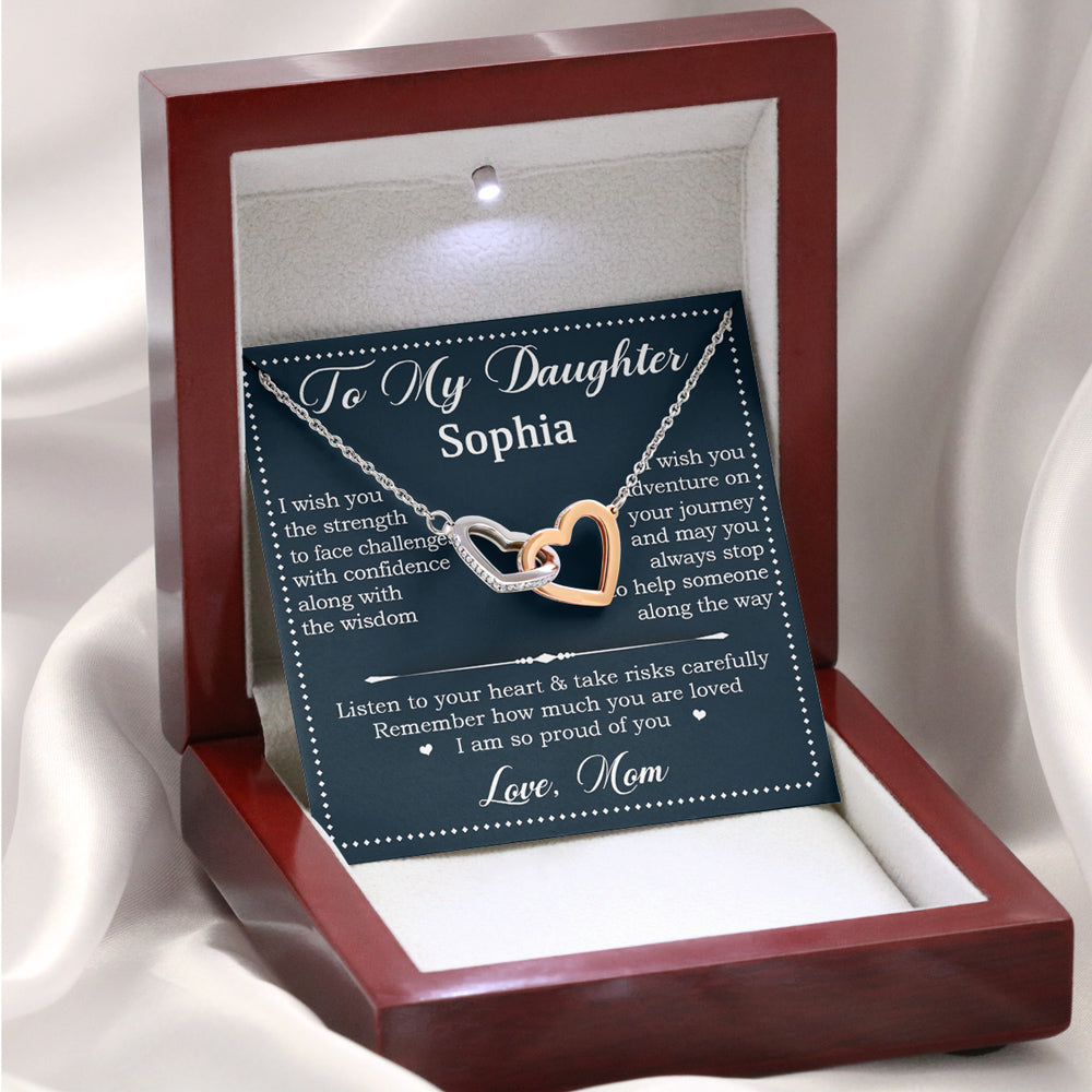 To My Daughter - Personalized Interlocking Heart Necklace