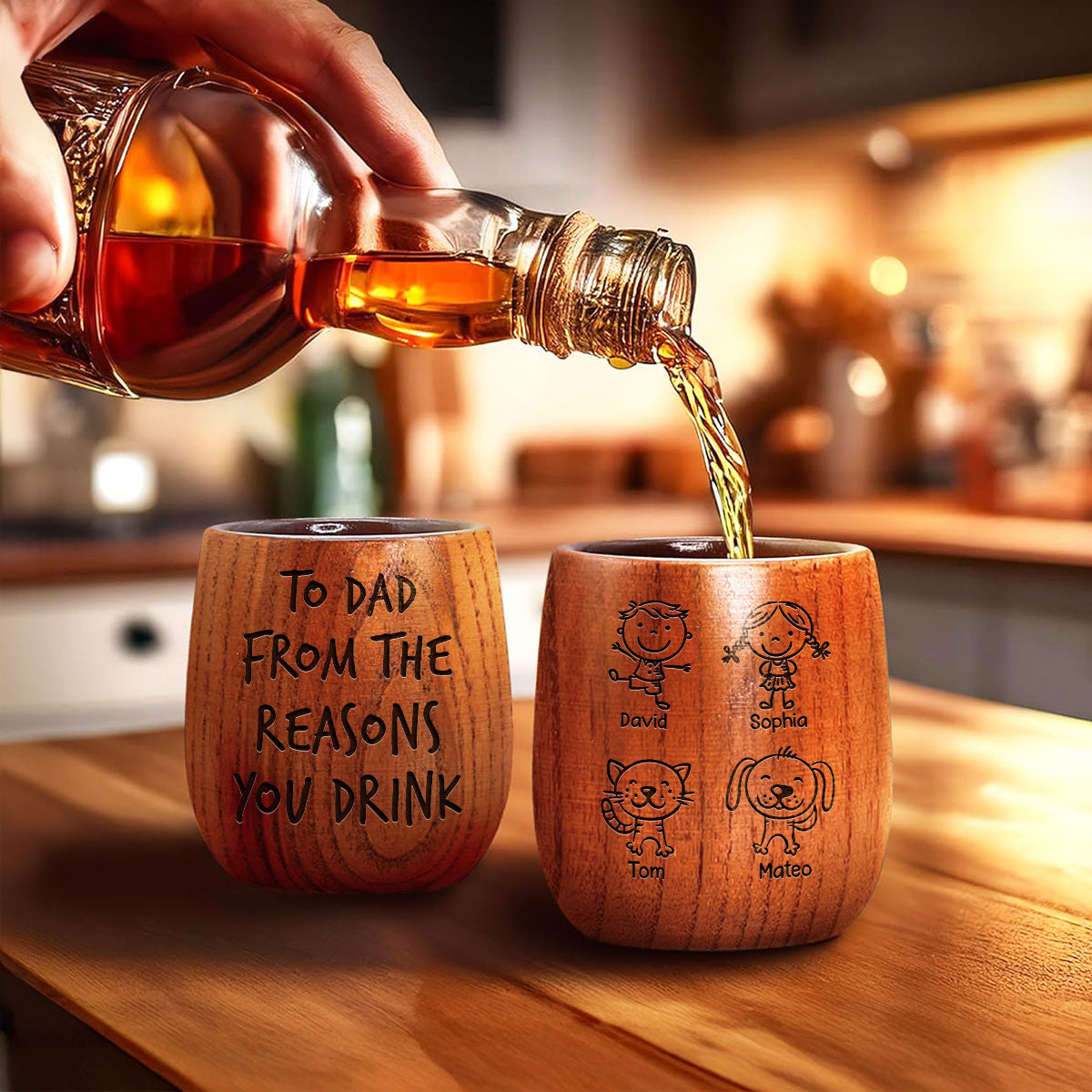 From The Reasons You Drink - Personalized Engraved Wooden Whiskey Glass