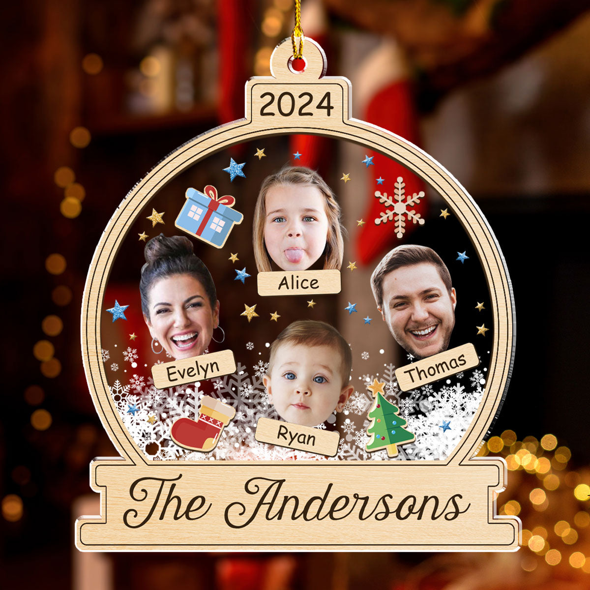Custom Photo Family Ornament, Christmas Gift for Family Members • Heartfelt Family - Personalized Acrylic Ornament