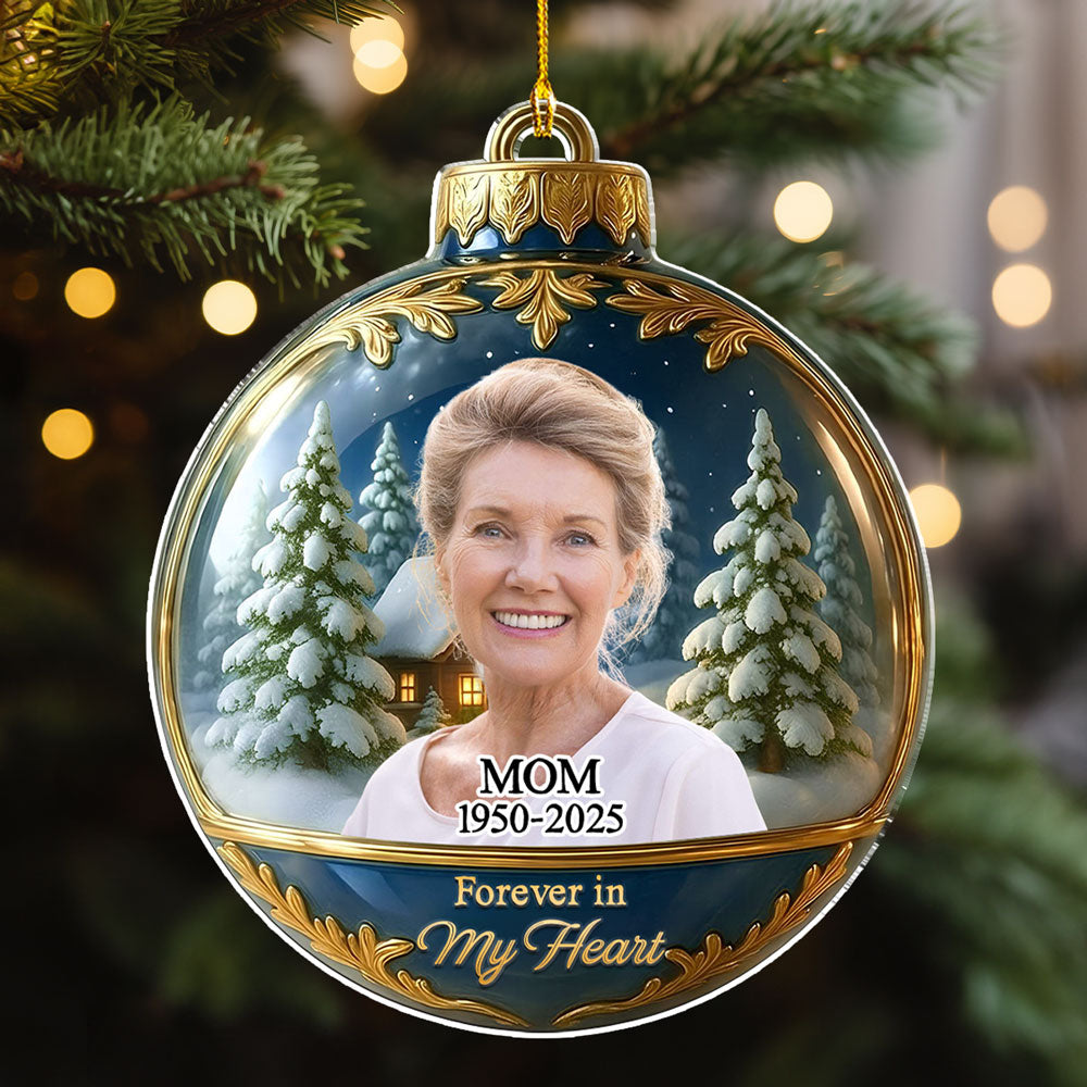 Custom Photo Memorial Christmas Ornament, Sympathy Keepsake • In Loving Memory Memorial - Personalized Acrylic Ornament