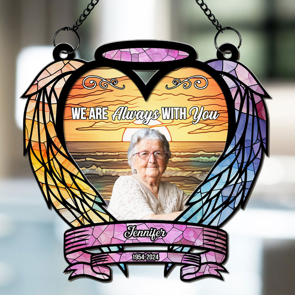 Custom Photo Memorial Hanging Decor, Remembrance Keepsake • Photo Always On Our Minds - Personalized Suncatcher