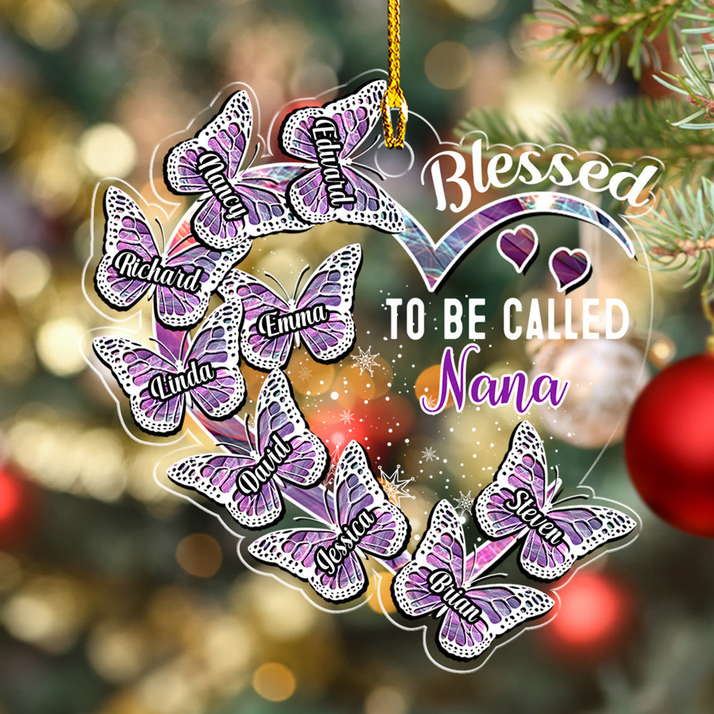 Custom Family Ornament, Christmas Gift for Family Members •  Blessed Mimi - Personalized Acrylic Ornament