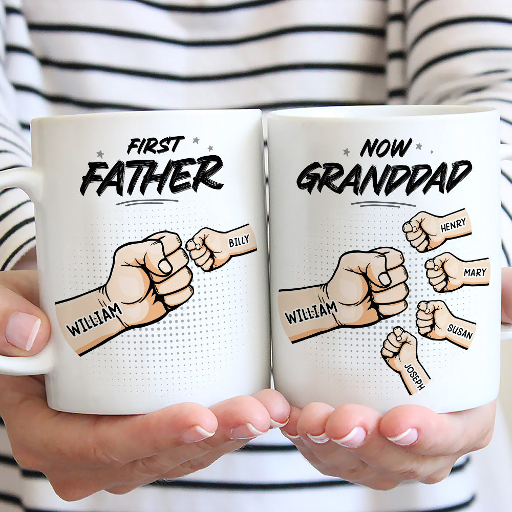 Custom Christmas & Birthday Gift for Dad • First Dad Now Grandpa - Personalized Coffee Mug