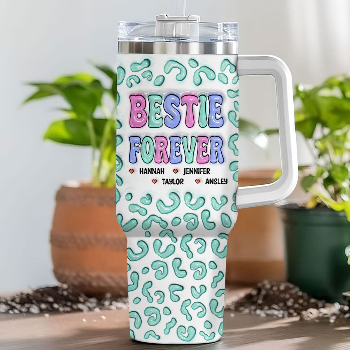 Besties For The Resties - Personalized 3D Inflated Effect Printed 40 Oz Tumbler