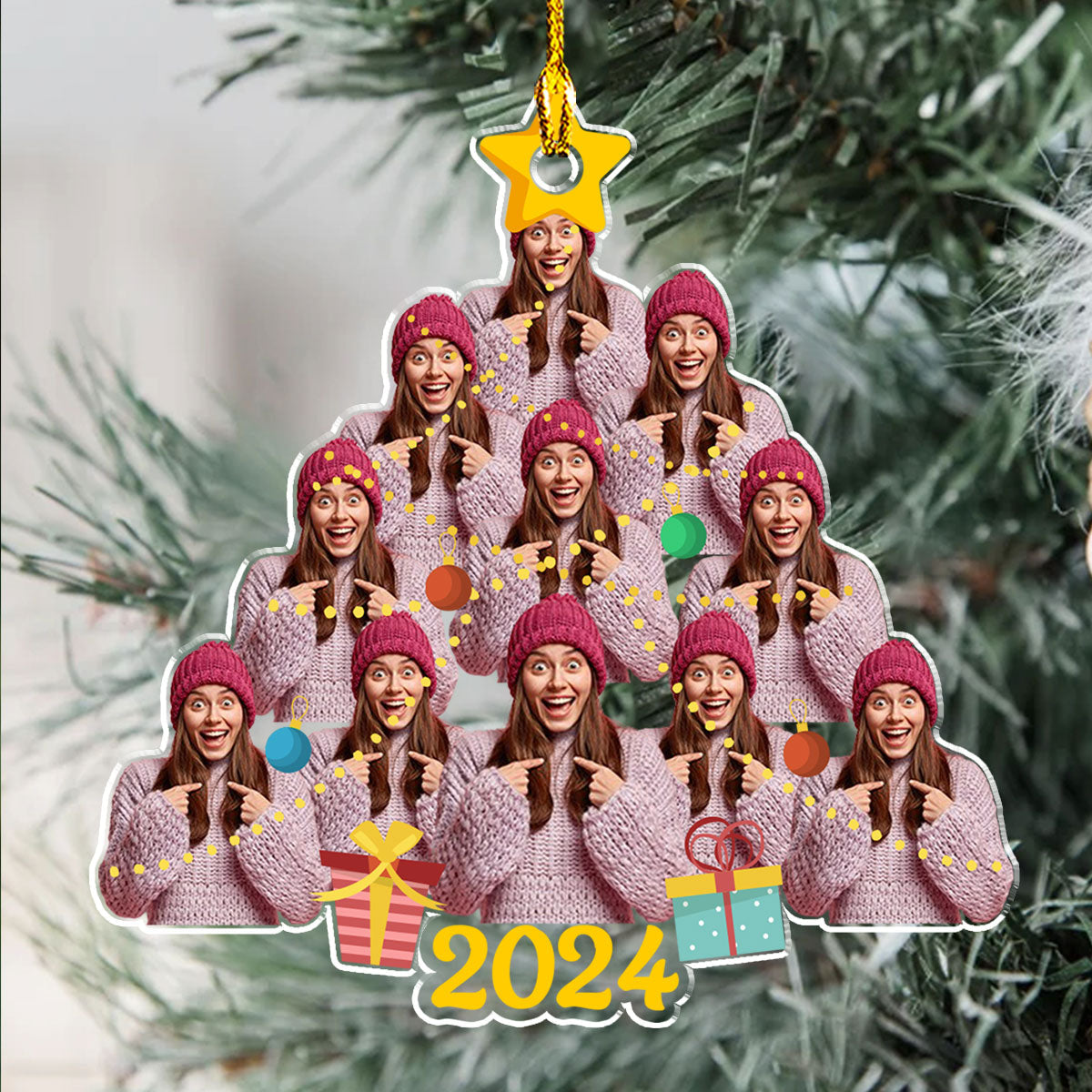 Custom Photo Family Ornament, Christmas Gift for Family Members • Holiday Harmony - Personalized Acrylic Ornament
