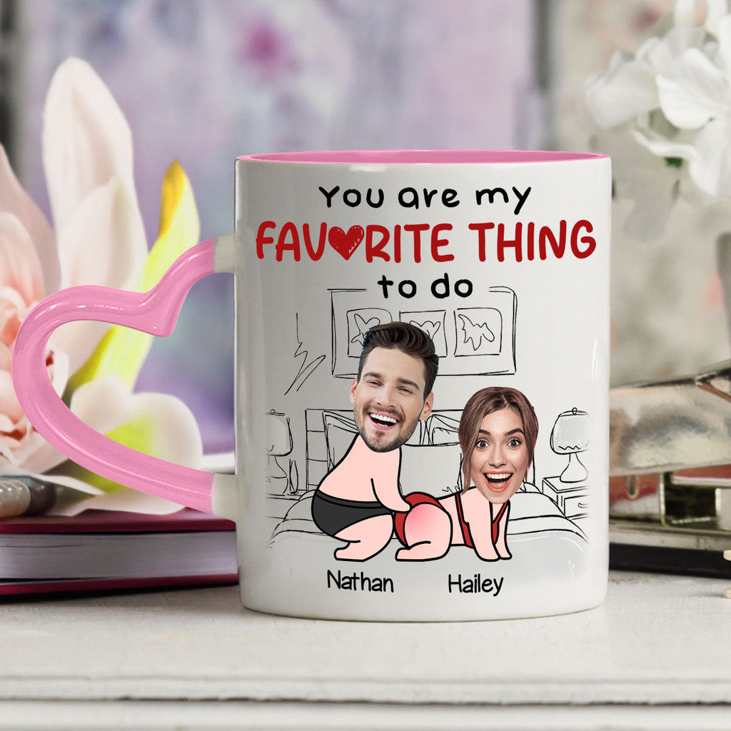 Custom Photo Anniversary Keepsake Gifts For Couple • Favorite Thing - Personalized Heart Handle Mug
