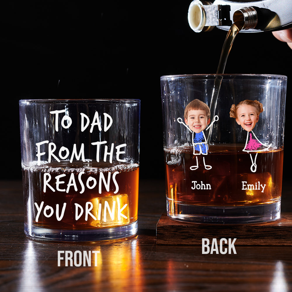 Custom Photo Christmas Birthday Drinkware Gifts for Dad • From The Reason You Drink - Personalized Whiskey Glass
