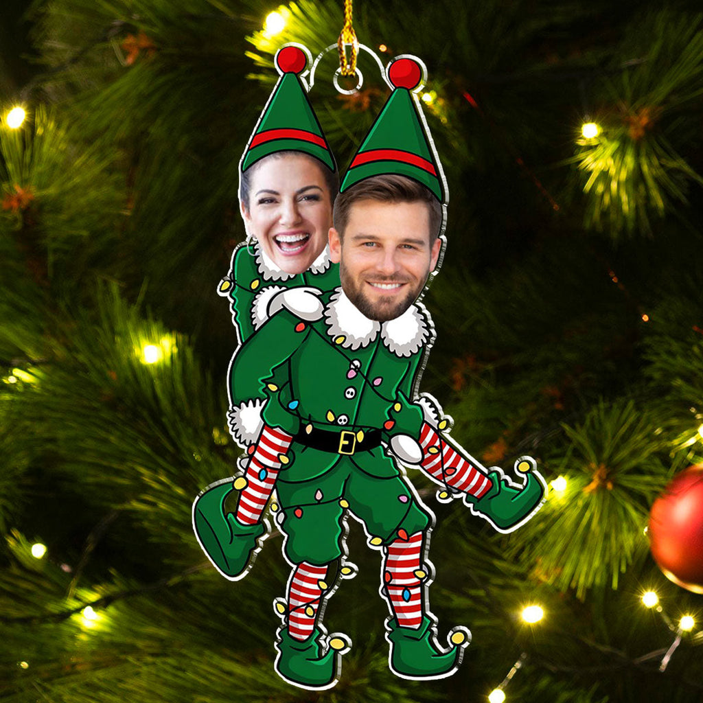 Custom Photo Couple Christmas Ornament, Anniversary Gift • Couple Funny Christmas - Personalized Acrylic Ornament