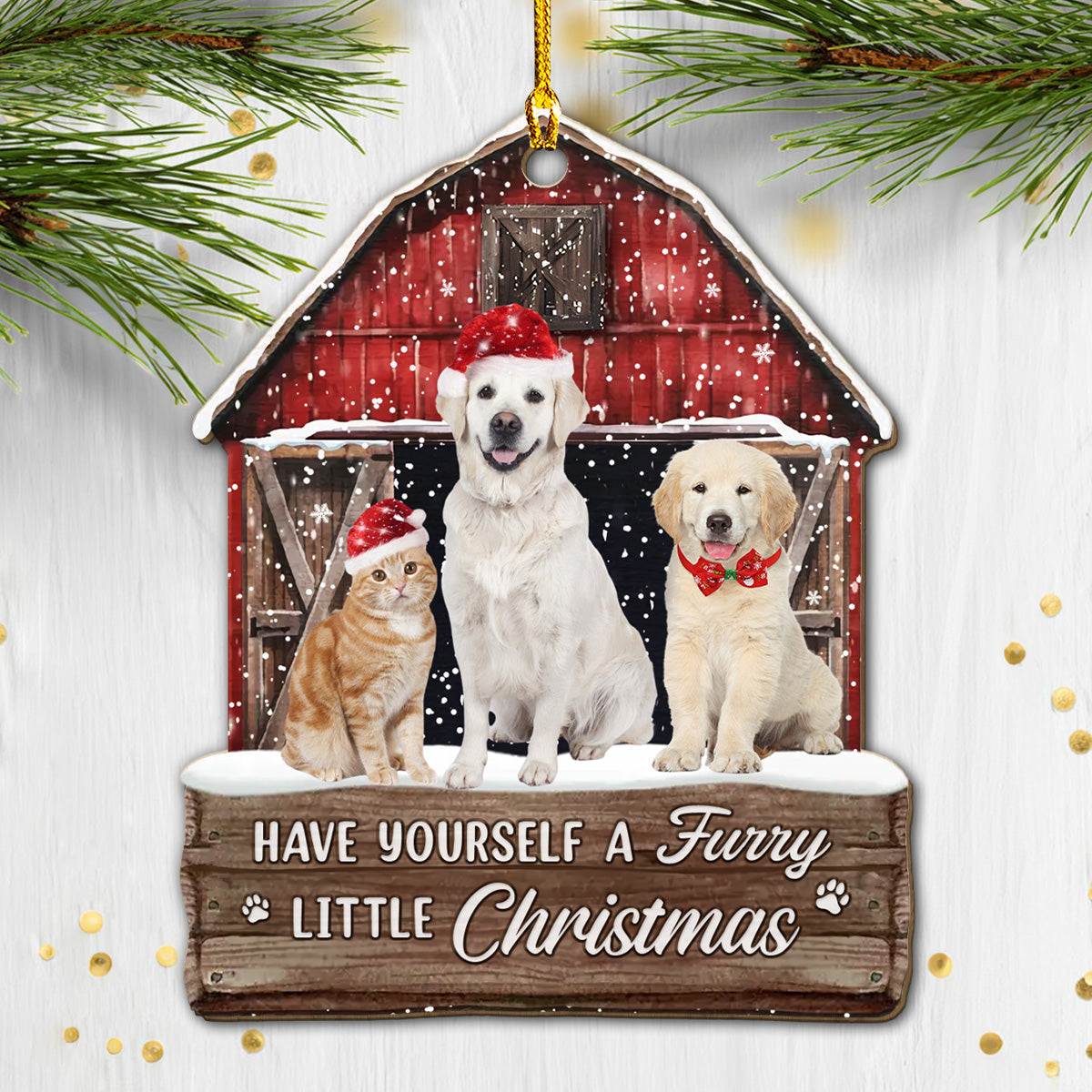 Custom Photo Keepsake Christmas Ornament • Pet House Christmas - Personalized Wood Ornament