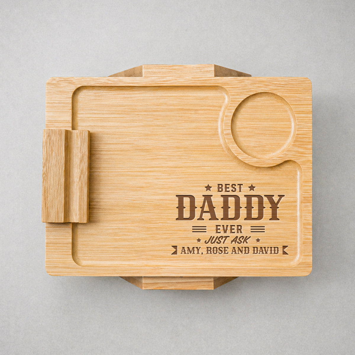 Best Daddy Ever - Personalized Engraved Wooden Couch Arm Table