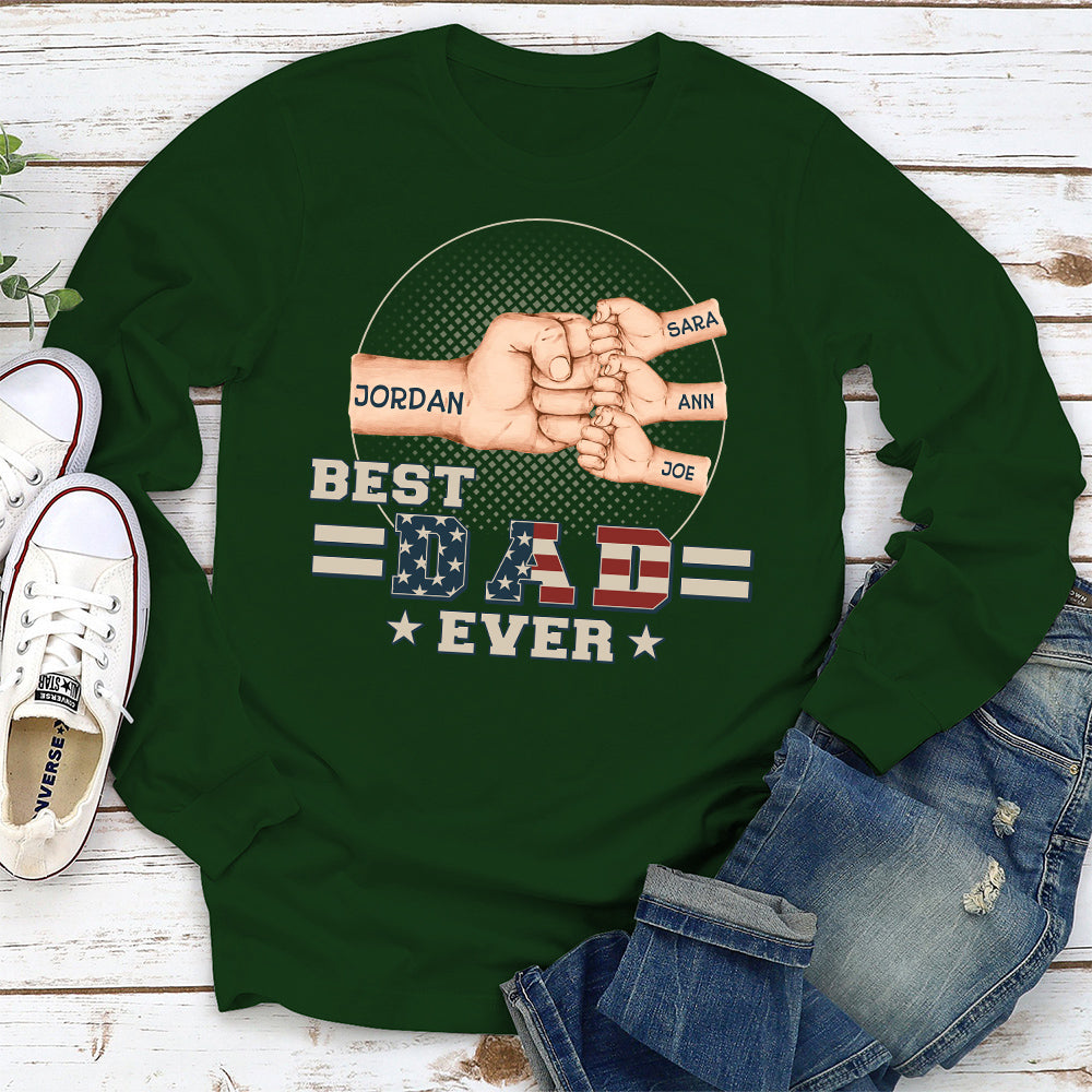 Custom Christmas & Birthday Gift for Dad, Grandpa • Fist Bump Best Dad Ever - Personalized Shirt