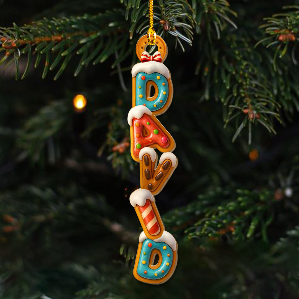 Custom Cookie Letter Christmas Ornament & Stocking Tag with Name • Sweet Letters - Personalized Wood Ornament