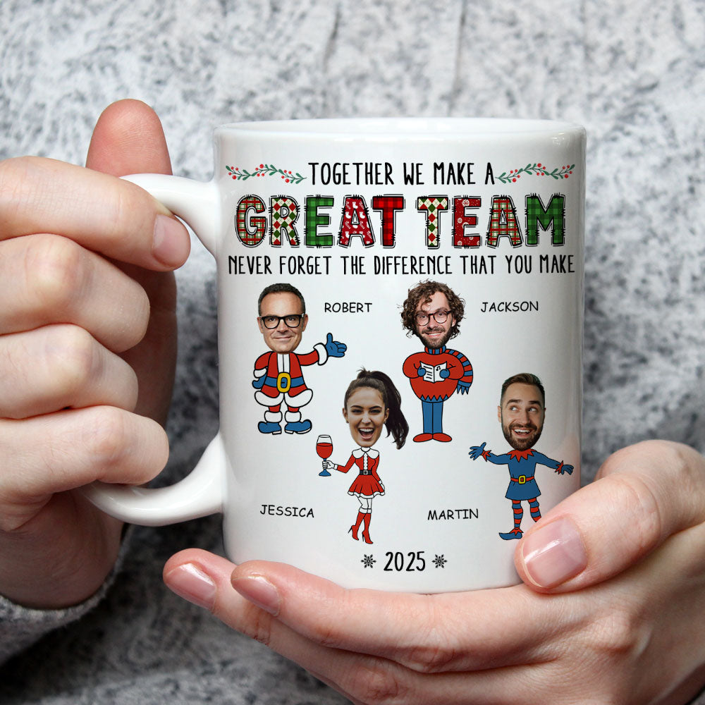 Custom Photo Coworker, Christmas & Birthday Team Appreciation Gift • Santa Dream Team - Personalized Coffee Mug