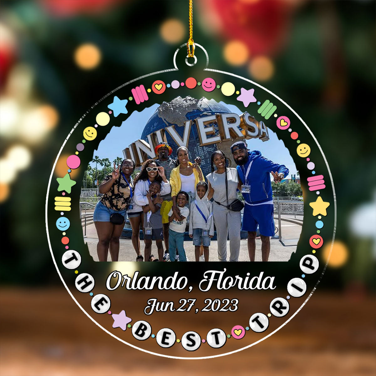 Custom Photo Family Ornament, Christmas Gift for Family Members • The Best Trip - Personalized Acrylic Ornament