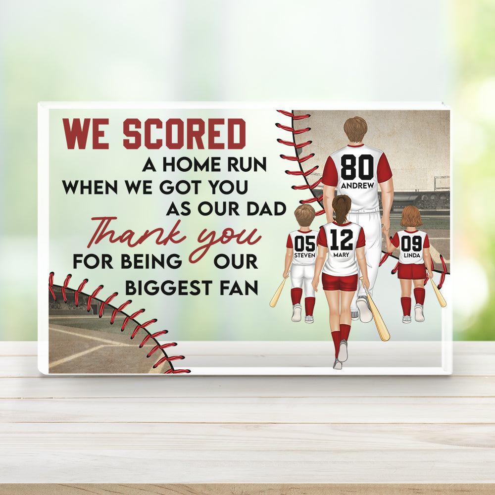 Custom Father's Day Decor, Gift for Dad & Grandpa • I Scored A Home Run - Personalized Acrylic Plaque
