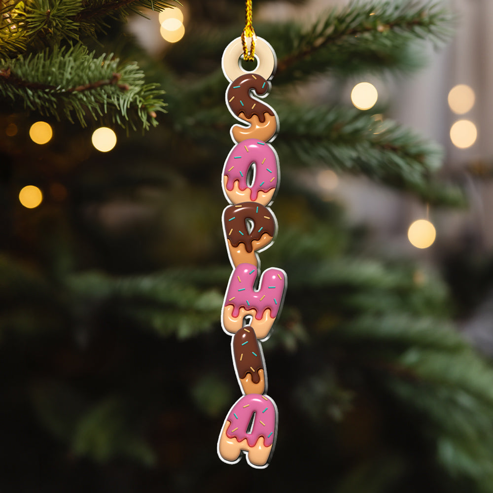 Custom Donut Letter Christmas Ornament & Stocking Tag with Name • Donut Letter - Personalized Acrylic Ornament