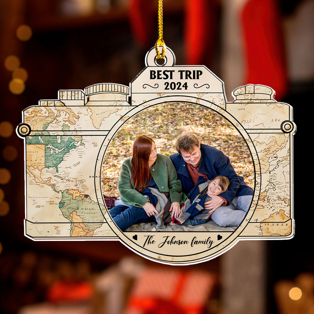 Custom Photo Family Ornament, Christmas Gift for Family Members • Adventure Ornament - Personalized Acrylic Ornament