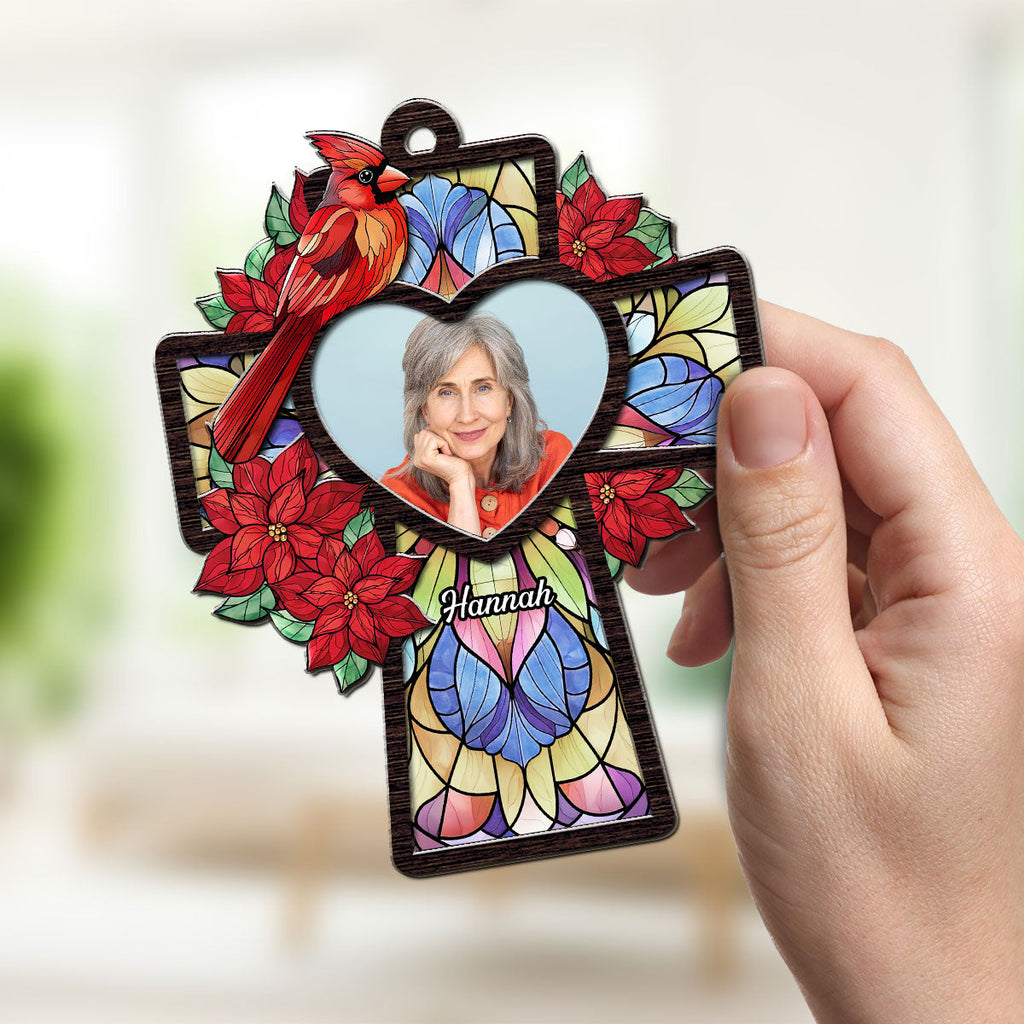 Custom Photo Memorial Hanging Decor, Remembrance Keepsake • Always Beside You - Personalized Suncatcher
