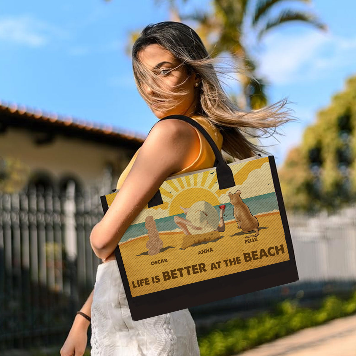 And She Lived Happily Ever After - Personalized Canvas Tote Bag