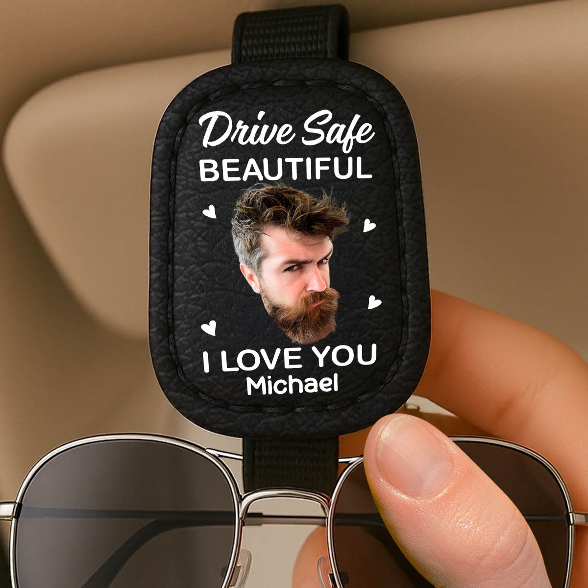 I Love You Beautiful - Personalized Sunglasses Holder For Car Visor