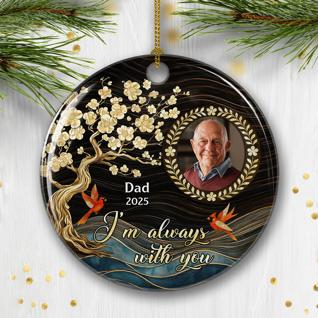 Custom Photo Memorial Christmas Ornament, Sympathy Keepsake • Always Love You - Personalized 3D Inflated Effect Ceramic Ornament