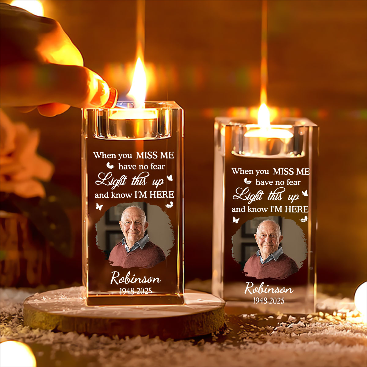 When You Miss Me - Personalized Crystal Candle Holder