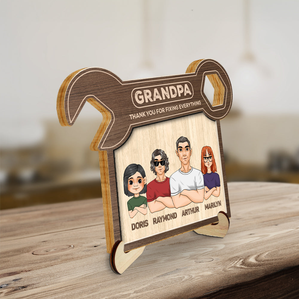 Custom Father's Day Decor, Gift for Dad & Grandpa • Dad Thank You For Fixing Everything - Personalized Wooden Plaque