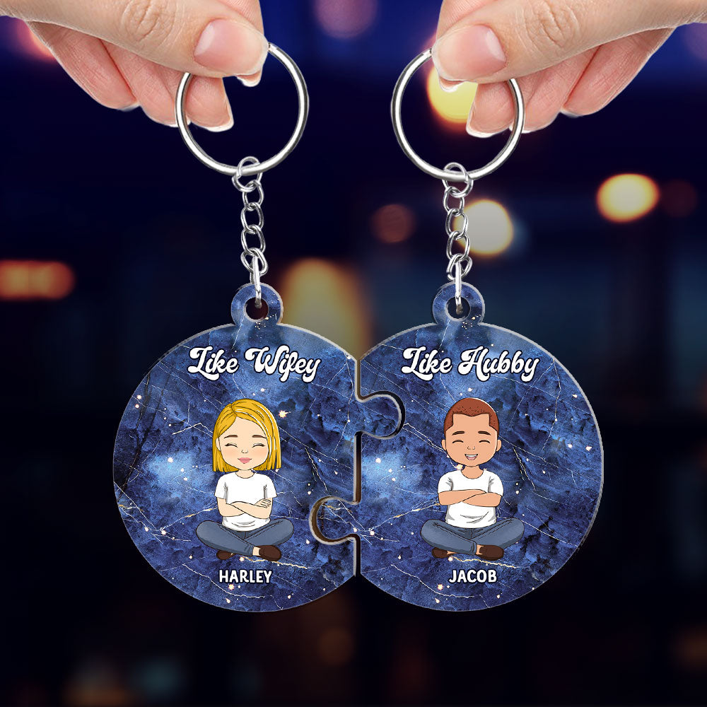 Star Map Like Wifey Like Hubby - Personalized Couple Acrylic Keychain